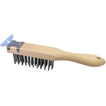 The Brush Man Scratch Brush, 11 in X 1-1/2 in Wood Block W/Scraper, Steel Fill, 12PK WS592SC
